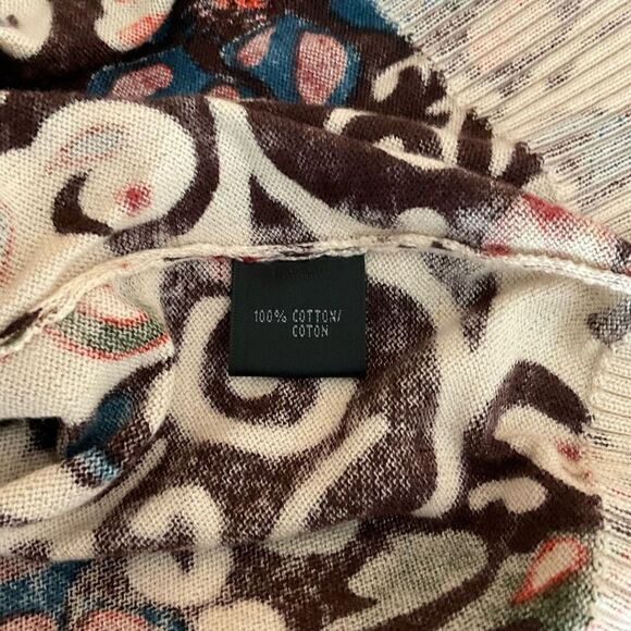 Lafayette 148 New York Blouse T-shirt Sequined Beaded Floral Tan Brown Red Large - Picture 4 of 11